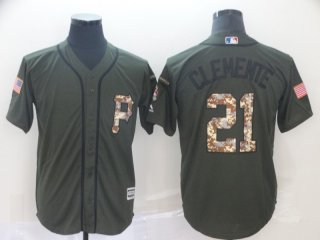 Pirates-21-Roberto-Clemente-Olive-Camo-Salute-To-Service-Cool-Base-Jersey