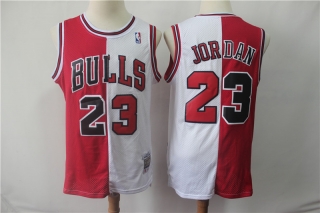 Bulls-23-Jordan-Red&White-Split-Hardwood-Classics-Jersey