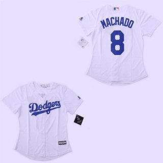 Dodgers-8-Manny-Machado-White-Women-Cool-Base-Jersey