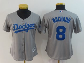 Dodgers-8-Manny-Machado-Gray-Women-Cool-Base-Jersey