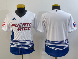 Women's Puerto Rico Baseball Blank 2023 White World Baseball Classic Stitched Jersey(Run small)
