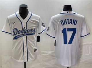 Los Angeles Dodgers #17 Shohei Ohtani White Cool Base With Patch Stitched Baseball