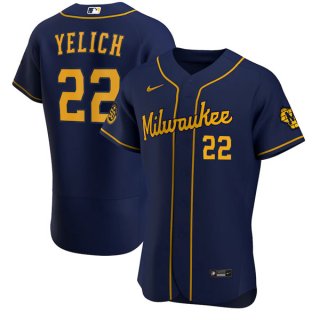 Milwaukee Brewers Christian Yelich Navy Alternate 2020 Authentic Player Stitched