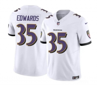 Baltimore Ravens #35 Gus Edwards White 2023 F.U.S.E. Vapor Limited Football Jersey