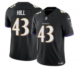 Baltimore Ravens #43 Justice Hill Black 2023 F.U.S.E. Vapor Limited Football Jersey