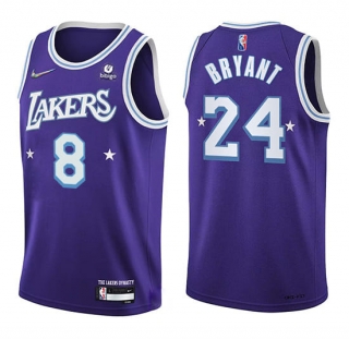 Los Angeles Lakers #24 #8 Kobe Bryant Purple City Edition75th Anniversary Stitched