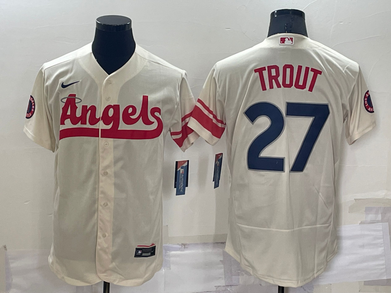 Men's Los Angeles Angels #27 Mike Trout 2022 Cream City Connect Flex Base Stitched