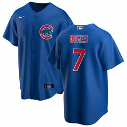 Chicago Cubs #7 Yan Gomes Blue Cool Base Stitched Baseball Jersey