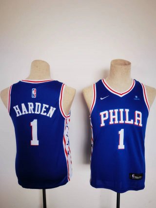 Philadelphia 76ers #1 James Harden blue youth jersey