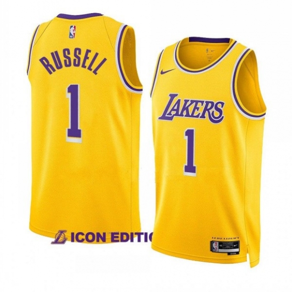 Men's Los Angeles Lakers #1 D’Angelo Russell Yellow Icon Edition Swingman Stitched