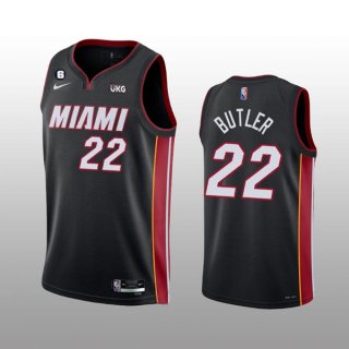 Men's Miami Heat #22 Jimmy Butler Black With NO.6 Patch Stitched Jersey
