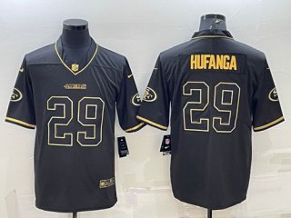 San Francisco 49ers #29 Talanoa Hufanga Black Golden Edition Limited Stitched Jersey