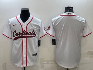 Arizona Cardinals Blank White With Patch Cool Base Stitched Baseball Jersey