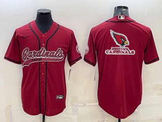 Arizona Cardinals Red Team Big Logo With Patch Cool Base Stitched Baseball Jersey