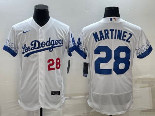 Men's Los Angeles Dodgers #28 J.D. Martinez White City Connect Flex Base Stitched Baseball