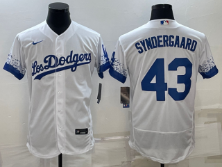 Men's Los Angeles Dodgers #43 Noah Syndergaard White jersey City Connect Flex Base Stitched