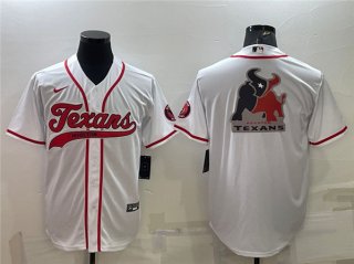 Houston Texans White Team Big Logo With Patch Cool Base Stitched Baseball Jersey