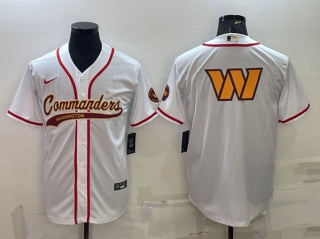 Washington Commanders White Team Big Logo With Patch Cool Base Stitched Baseball