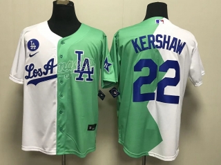 Los Angeles Dodgers 22Kershaw White Green 2022 All Star Cool Base Stitched