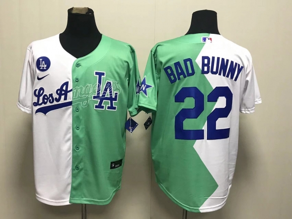 Los Angeles Dodgers 22 Bad Bunny White Green 2022 All Star Cool Base Stitched