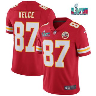 Kansas City Chiefs #87 Travis Kelce Red Super Bowl LVII Patch Vapor Untouchable Limited