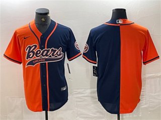Chicago Bears Blank Orange Navy Split With Patch Cool Base Stitched Baseball