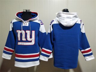 New York Giants Blank Blue Lace-Up Pullover Hoodie