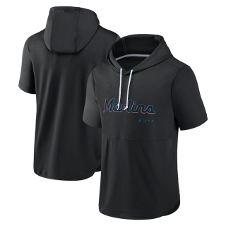 Miami Marlins Black Sideline Training Hooded Performance T-Shirt