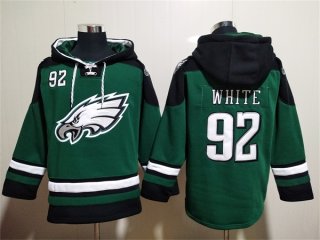 Philadelphia Eagles #92 Reggie White Green Lace-Up Pullover Hoodie