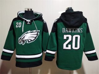 Philadelphia Eagles #20 Brian Dawkins Green Lace-Up Pullover Hoodie