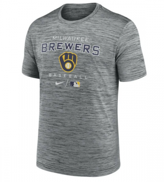 Milwaukee Brewers Gray Legend Velocity T-Shirt