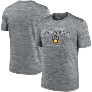 Milwaukee Brewers Grey Velocity Practice Performance T-Shirt