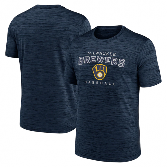 Milwaukee Brewers Navy Velocity Practice Performance T-Shirt