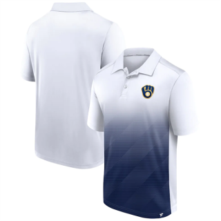 Milwaukee Brewers White Navy Iconic Parameter Sublimated Polo