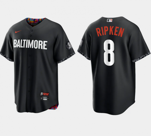 Baltimore Orioles #8 Cal Ripken Jr. Black 2023 City Connect Cool Base Stitched