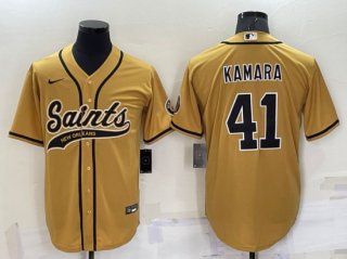 New Orleans Saints #41 Alvin Kamara Gold Cool Base Stitched Baseball Jersey