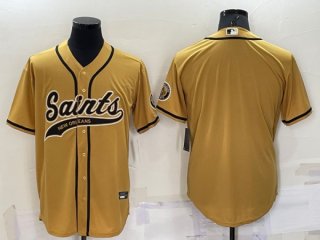 New Orleans Saints Blank Gold Cool Base Stitched Baseball Jersey