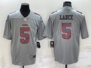 San Francisco 49ers #5 Trey Lance Gray Atmosphere Fashion Stitched Jersey