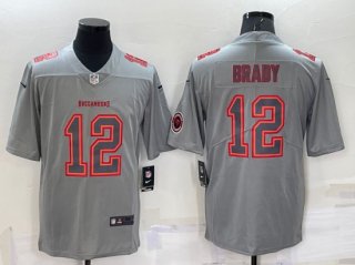Tampa Bay Buccaneers #12 Tom Brady Gray With Patch Atmosphere Fashion Stitched