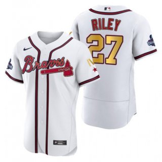Atlanta Braves #27 Austin Riley White Gold World Series Champions Flex Base Stitched