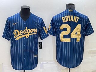 Los Angeles Dodgers #24 Kobe Bryant Navy Gold Cool Base Stitched Baseball Jersey