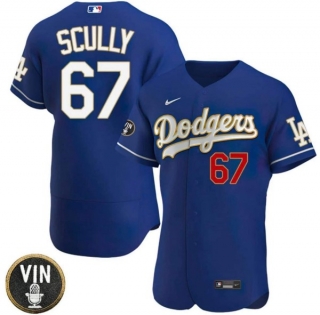 Los Angeles Dodgers #67 Vin Scully 2022 Blue Vin Scully Patch Flex Base Stitched