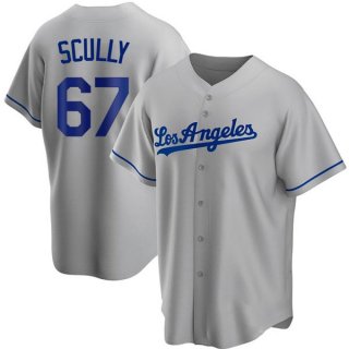 Los Angeles Dodgers #67 Vin Scully Gray Cool Base Stitched Baseball Jersey