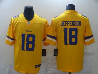 Minnesota Vikings #18 Justin Jefferson yellow jersey