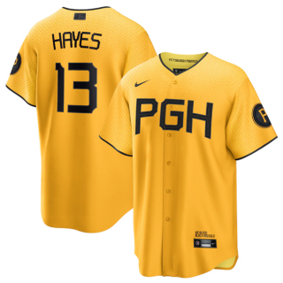 Pittsburgh Pirates #13 Ke'Bryan Hayes Gold 2023 City Connect Stitched Jersey