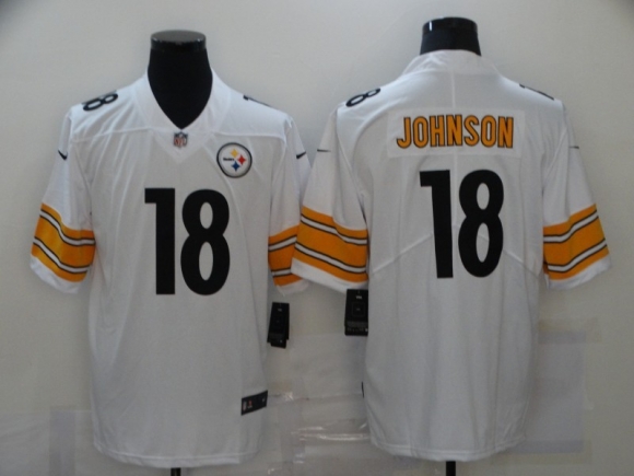 Pittsburgh Steelers #18 Johnson white jersey
