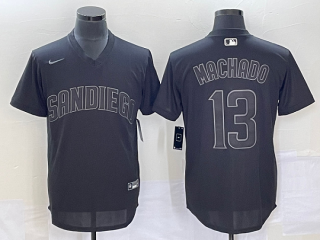 San Diego Padres #13 Manny Machado Black Cool Base Stitched Jersey