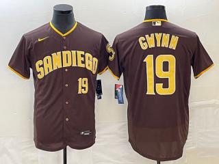 San Diego Padres #19 Tony Gwynn Coffee Flex Base With Patch Stitched Jersey
