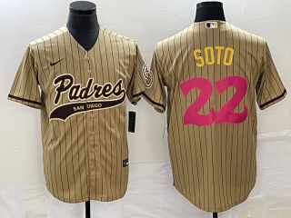 San Diego Padres #22 Juan Soto Tan Cool Base Stitched Baseball Jersey