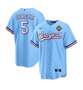 Texas Rangers #5 Corey Seager Blue 2023 World Series Stitched Baseball Jersey